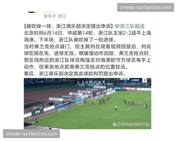 VAR长时间审核后取消浙江队进球，引发主场球迷不满